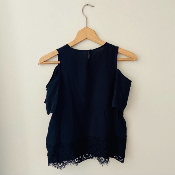 MADEWELL Silk Cold Shoulder Lace Detailed Top - Picture 9 of 14